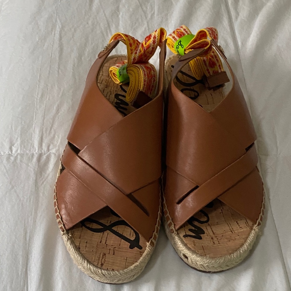Sam Edelman Saddle Leather Sandals with Orange Accents